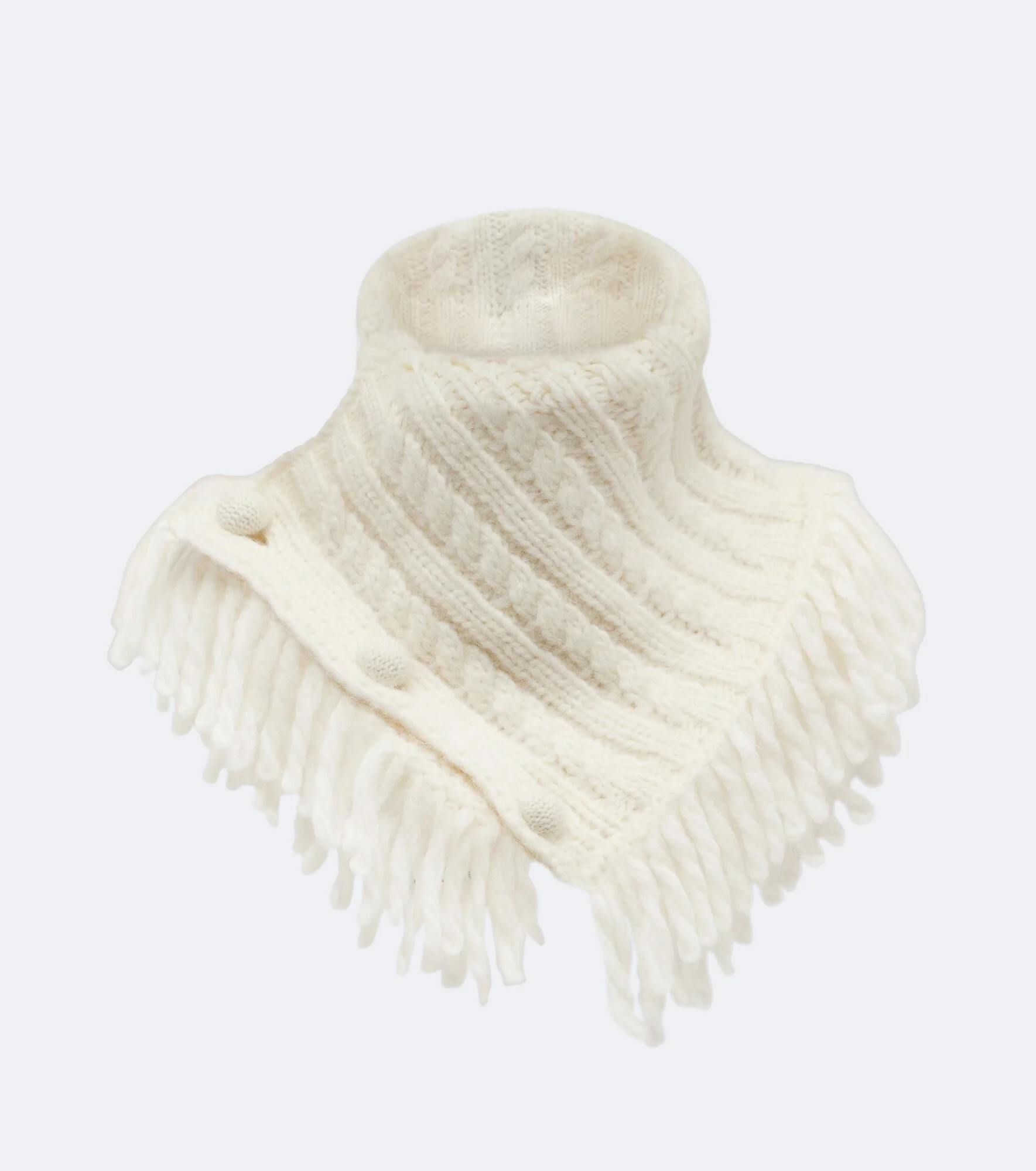 Cable-knit fringed alpaca and wool-blend scarf - 1
