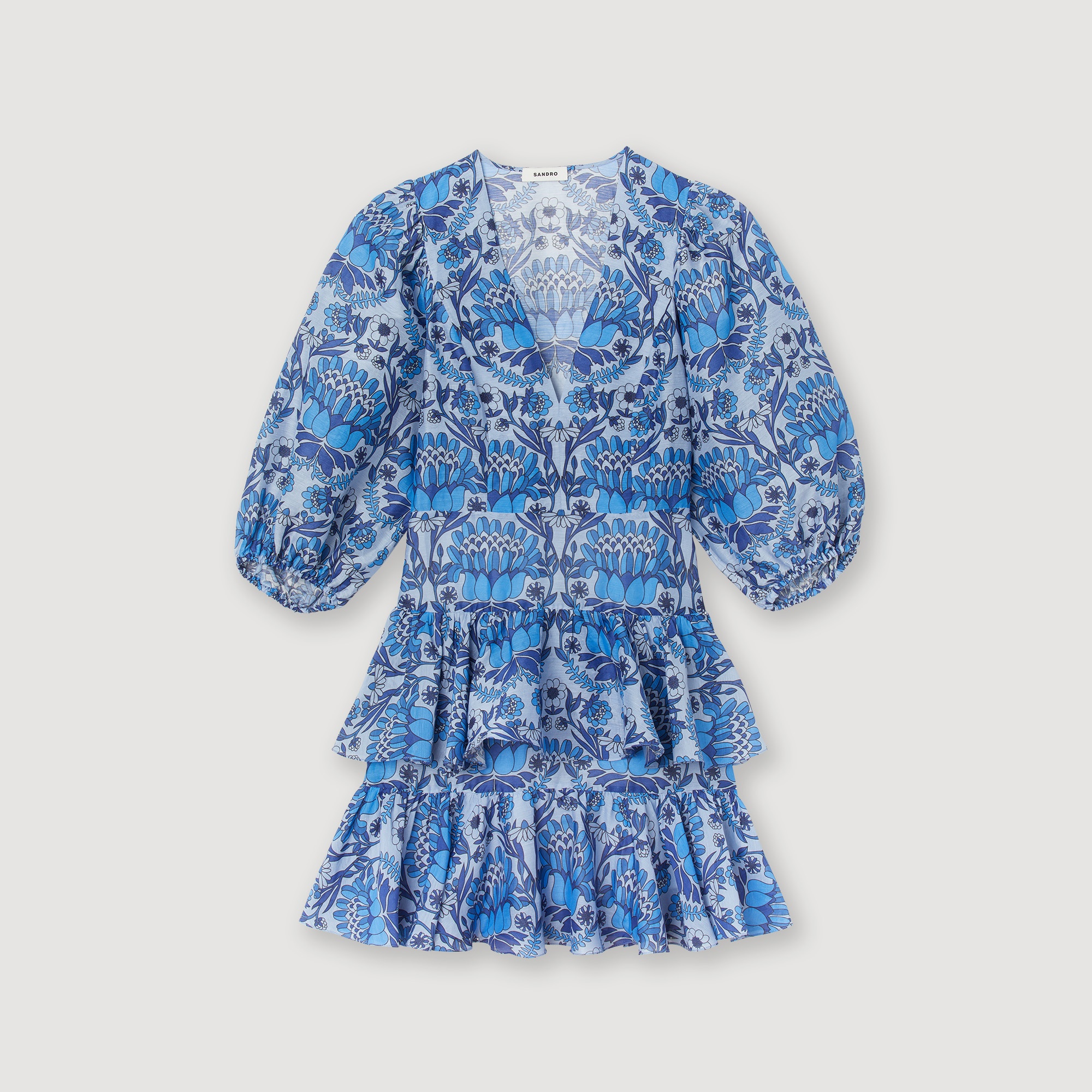 Short scarf print dress - 1