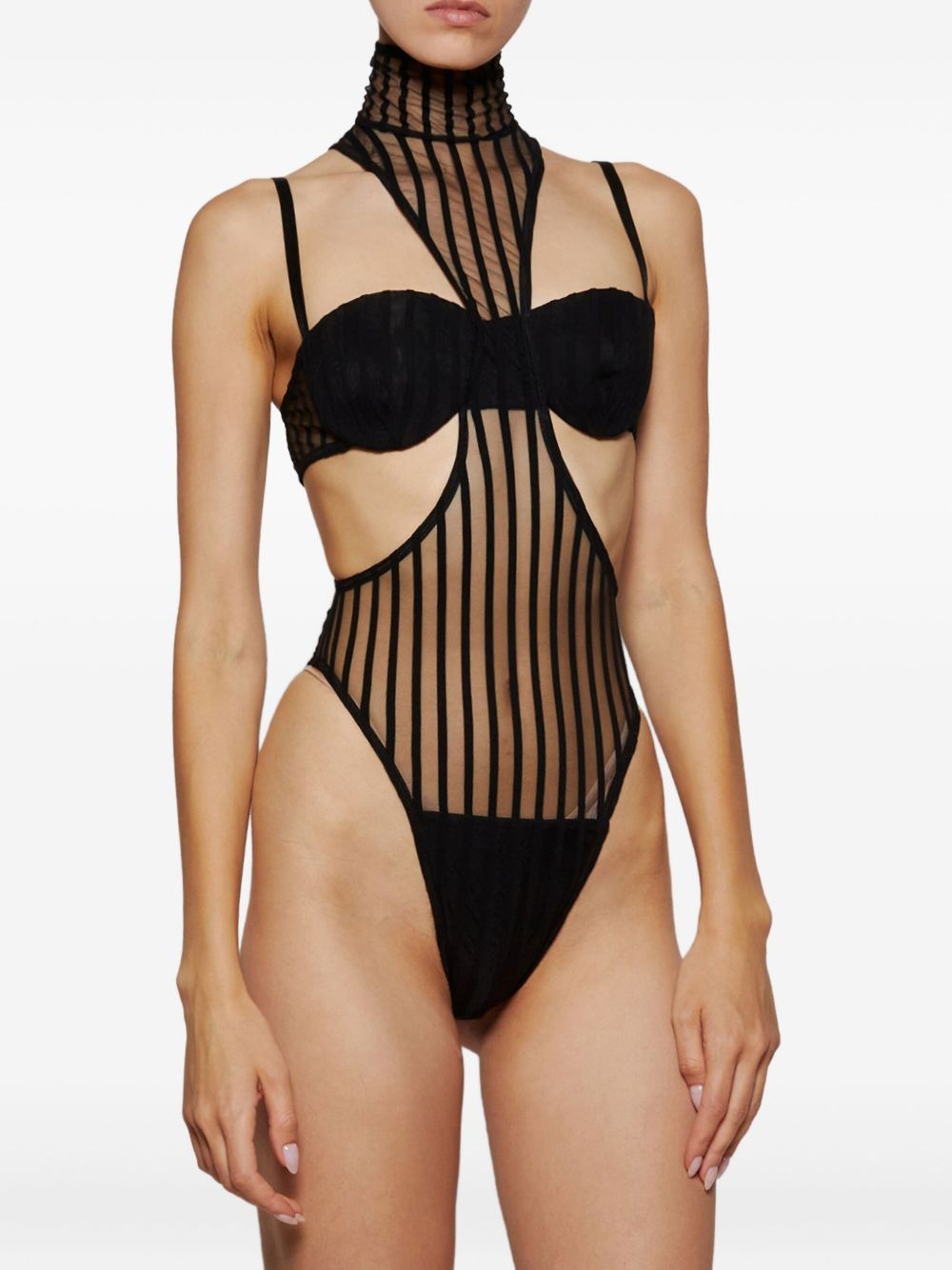 mock-neck striped bodysuit - 3