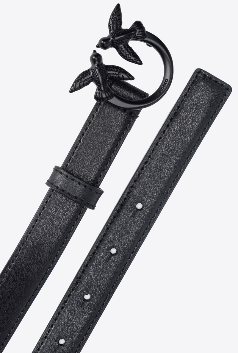 THIN COLOUR-BLOCK LOVE BIRDS LEATHER BELT 2CM 3