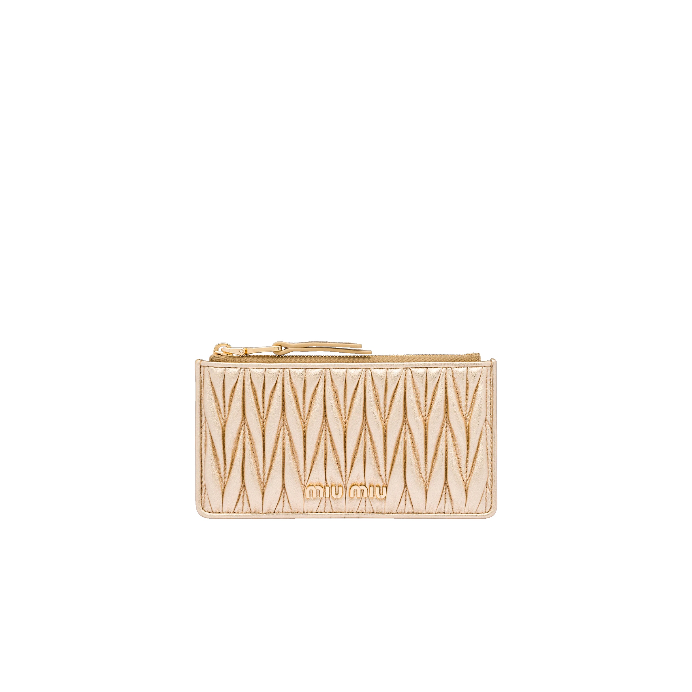 Matelassé nappa leather zipper wallet - 1