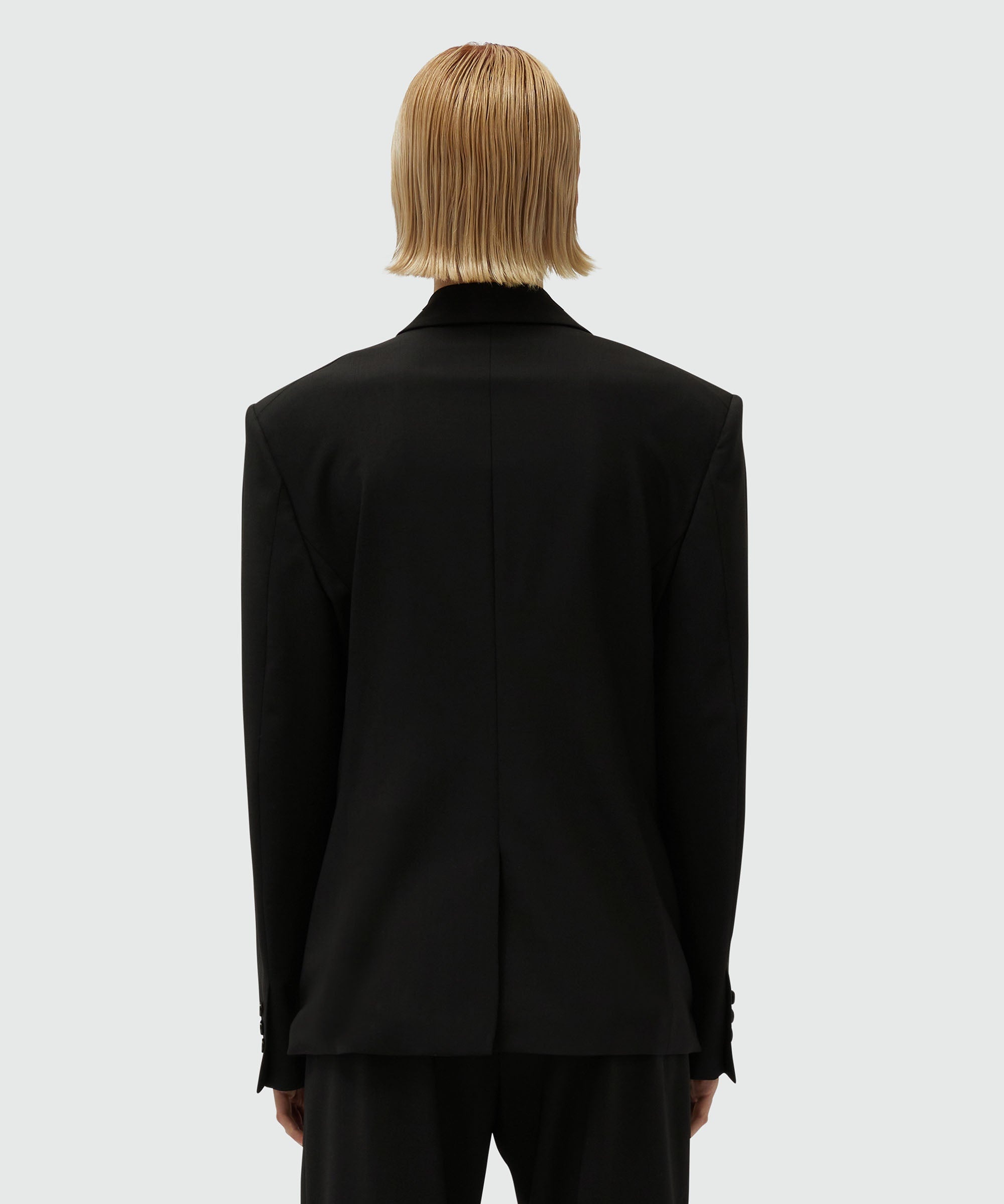 MSGM Tailoring black fresco wool jacket with drawstring - 3