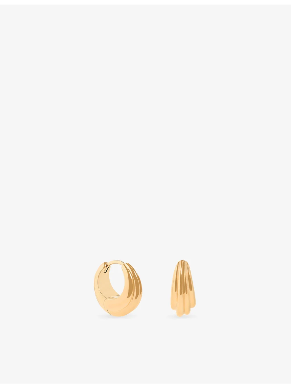 Ripple Wave 18ct Gold-Plated Brass Huggie Hoop Earrings - 1