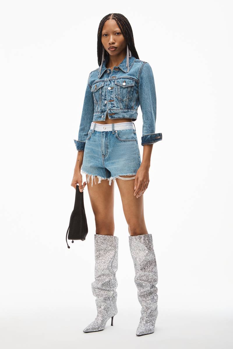 Alexander Wang LOGO BITE SHORT IN DENIM outlook