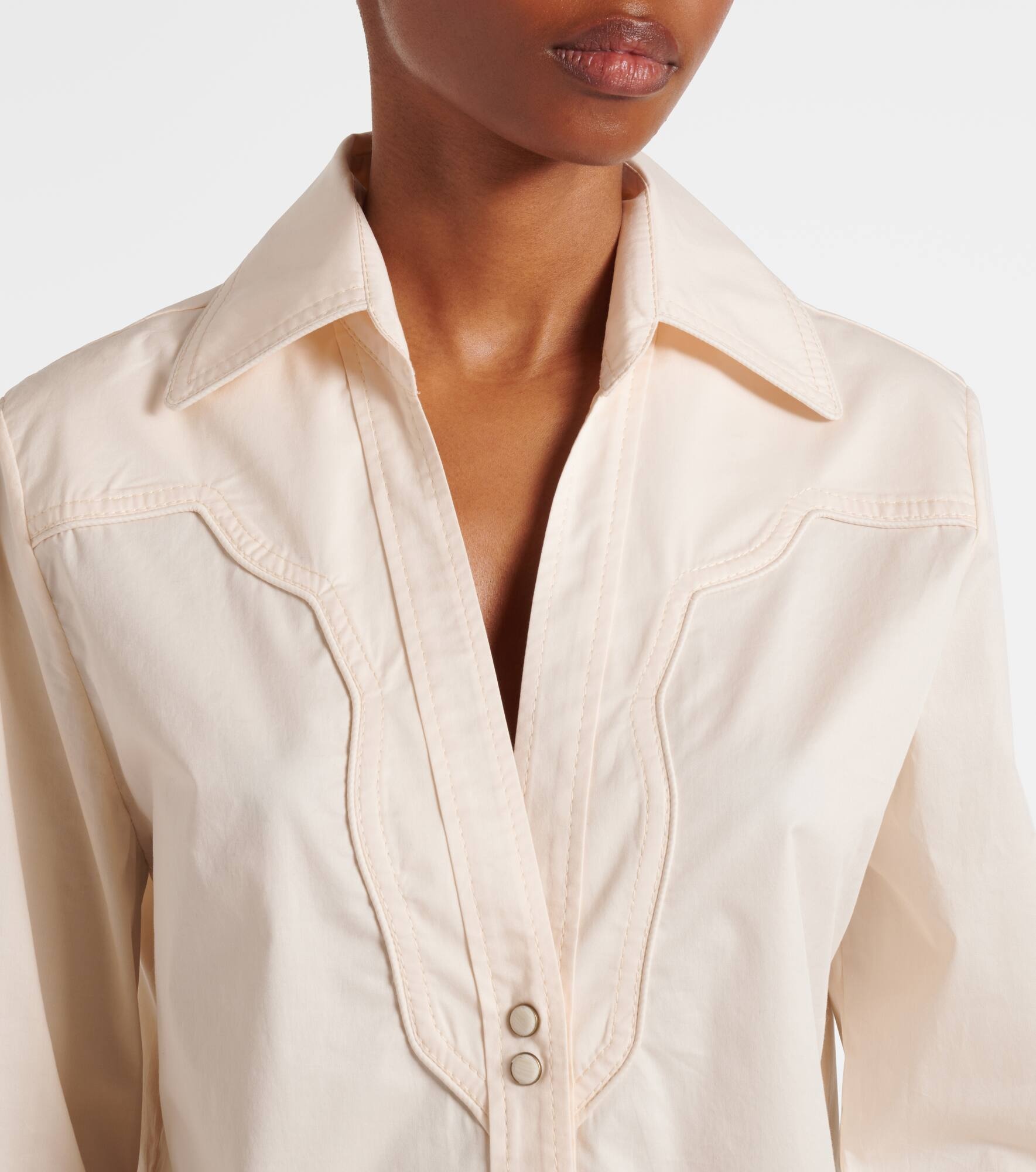 Cotton-blend poplin shirt - 4