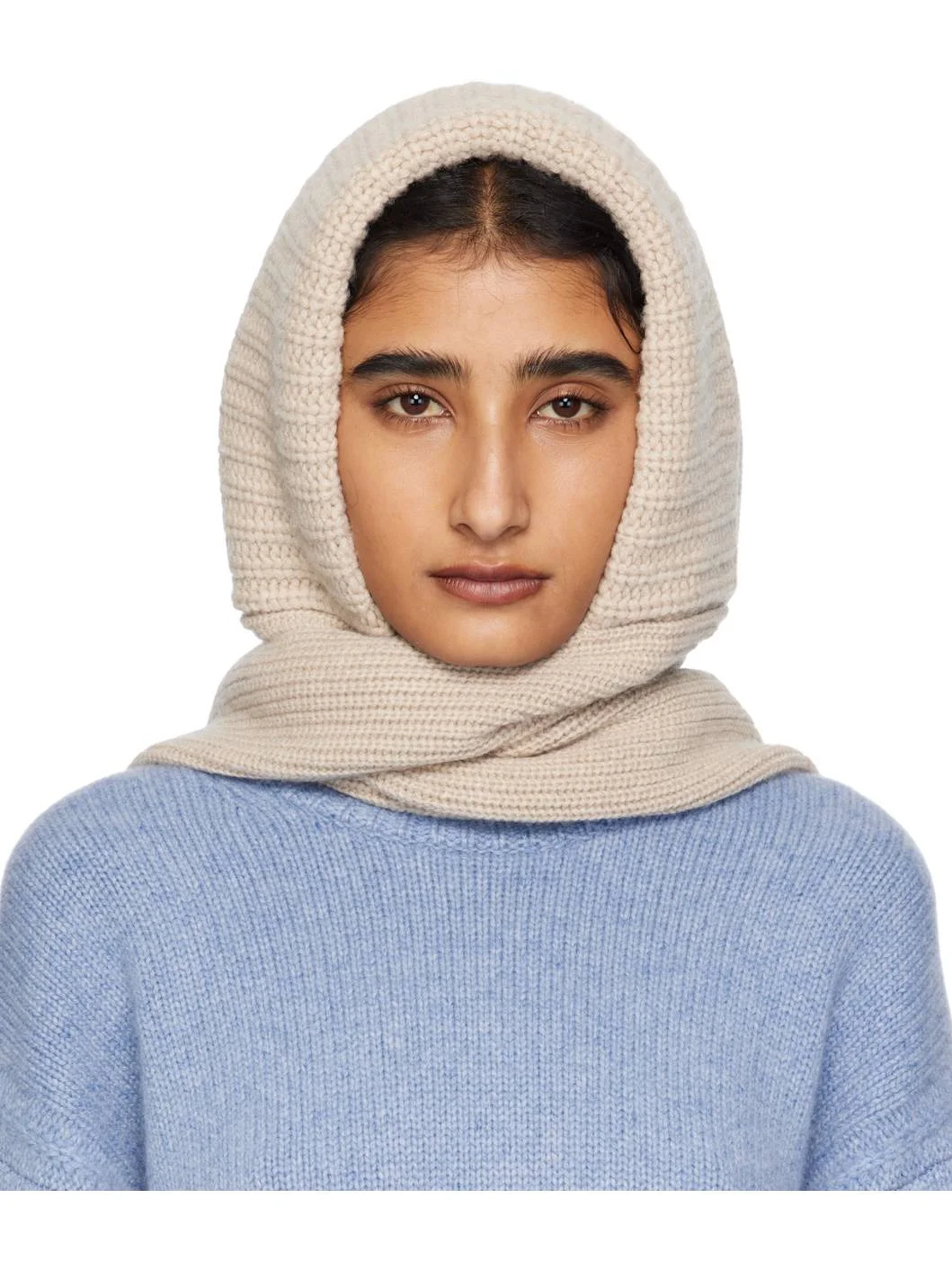 Beige Hooded Scarf - 1