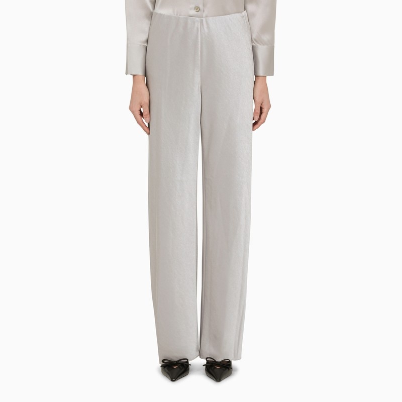 Pearl grey satin trousers - 1