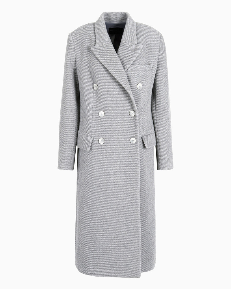 Double-breasted wool blend cover fabric coat 1