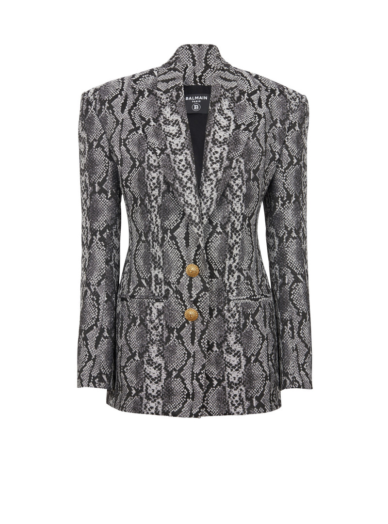 2-button jacquard snakeskin jacket 1