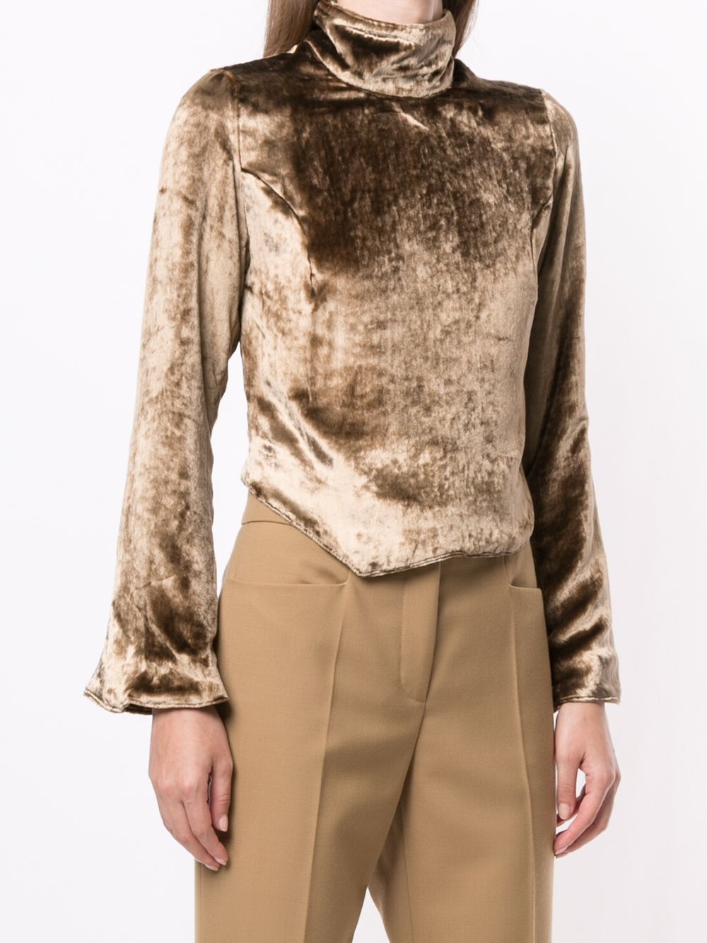 velvet cropped sweatshirt - 3