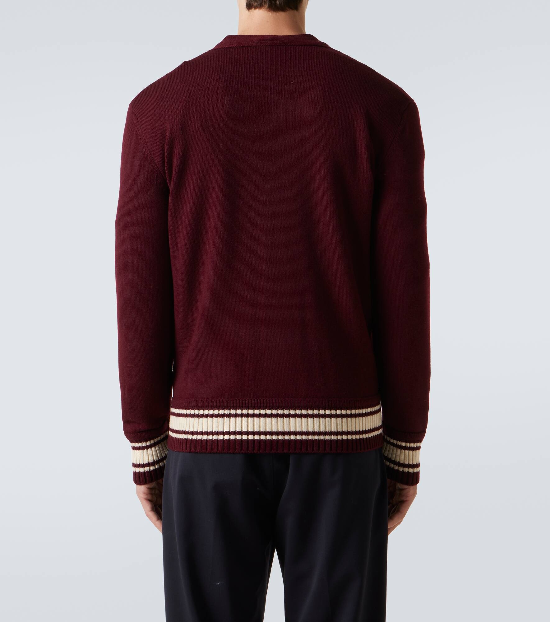 Patch-appliqué wool cardigan - 4