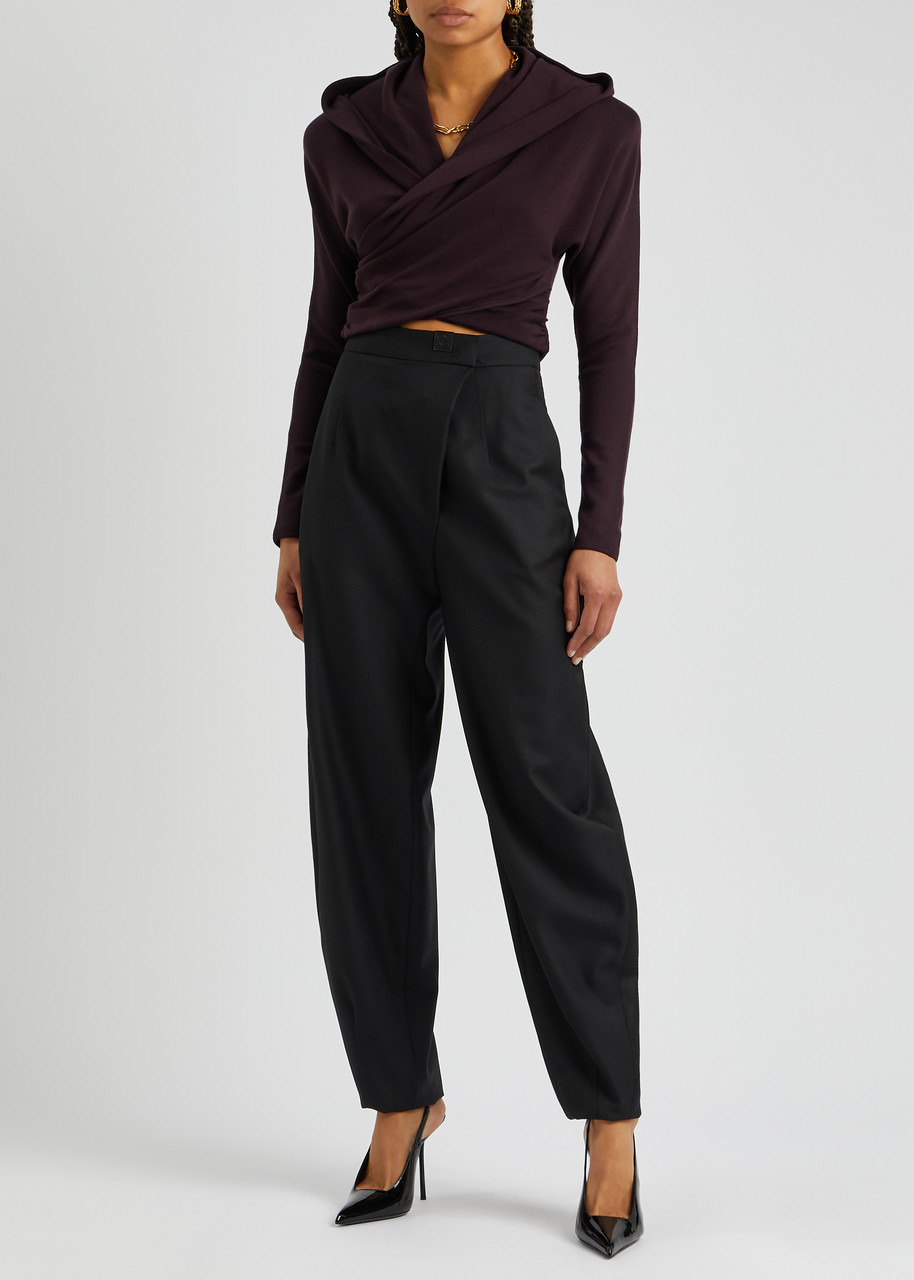 Hooded cross-over wool top - 4