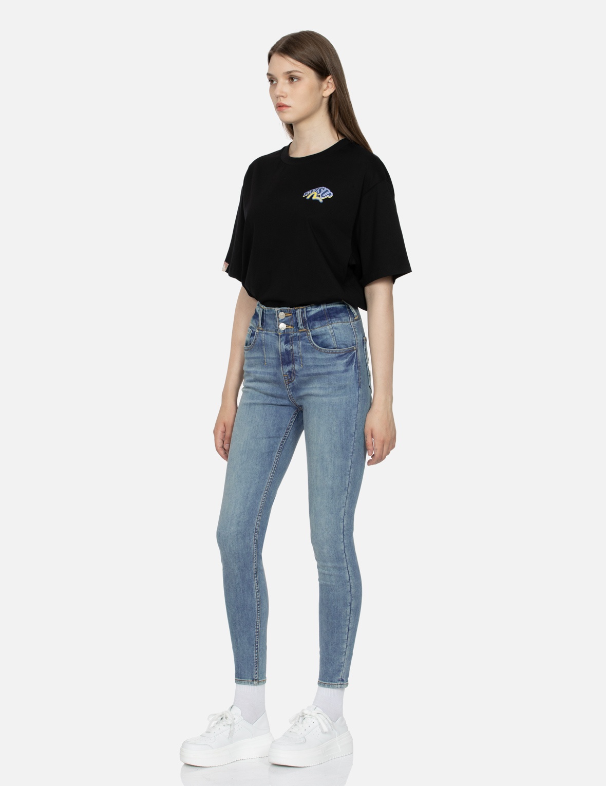 LOGO AND SEAGULL EMBROIDERY SKINNY JEANS - 4