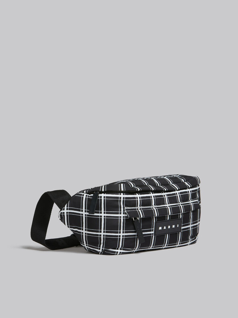 BLACK CHECKED PUFF BELT BAG 6