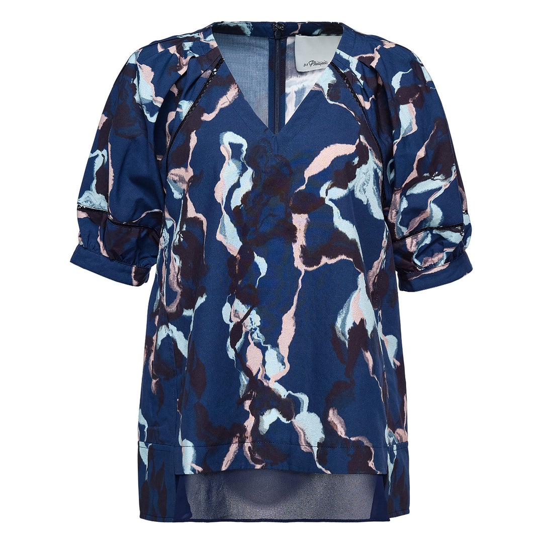 【3.1 Phillip Lim】アブストラクトVinesギャザードスリーブ 25SS NEW ARRIVAL【3.1 Phillip Lim(スリーワン フィリップリム