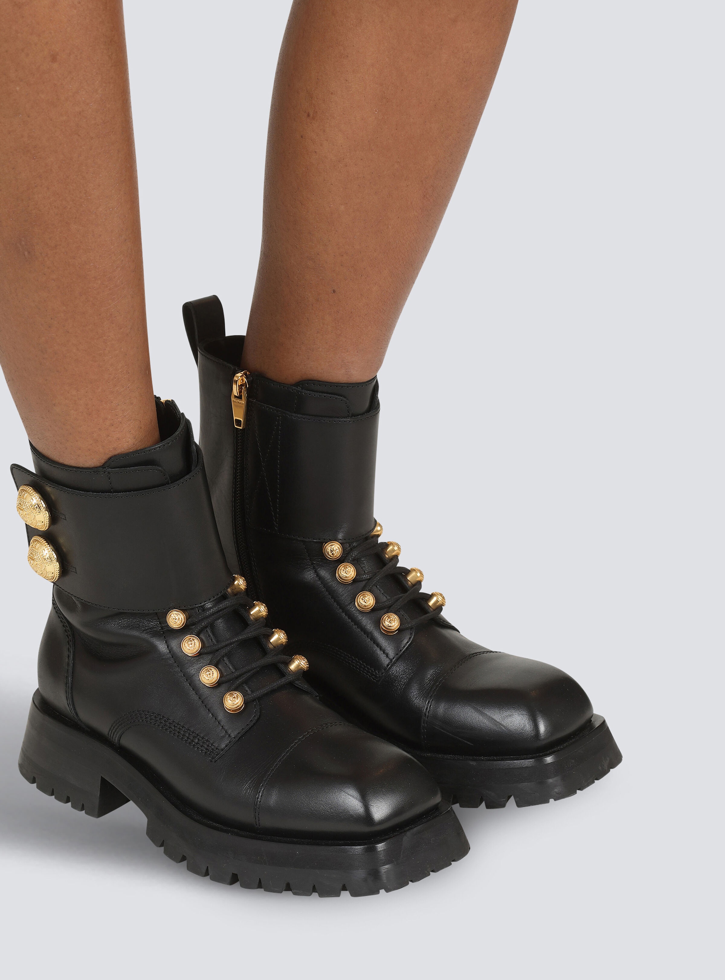 Balmain Charlie Monogram Lace-Up Army Booties