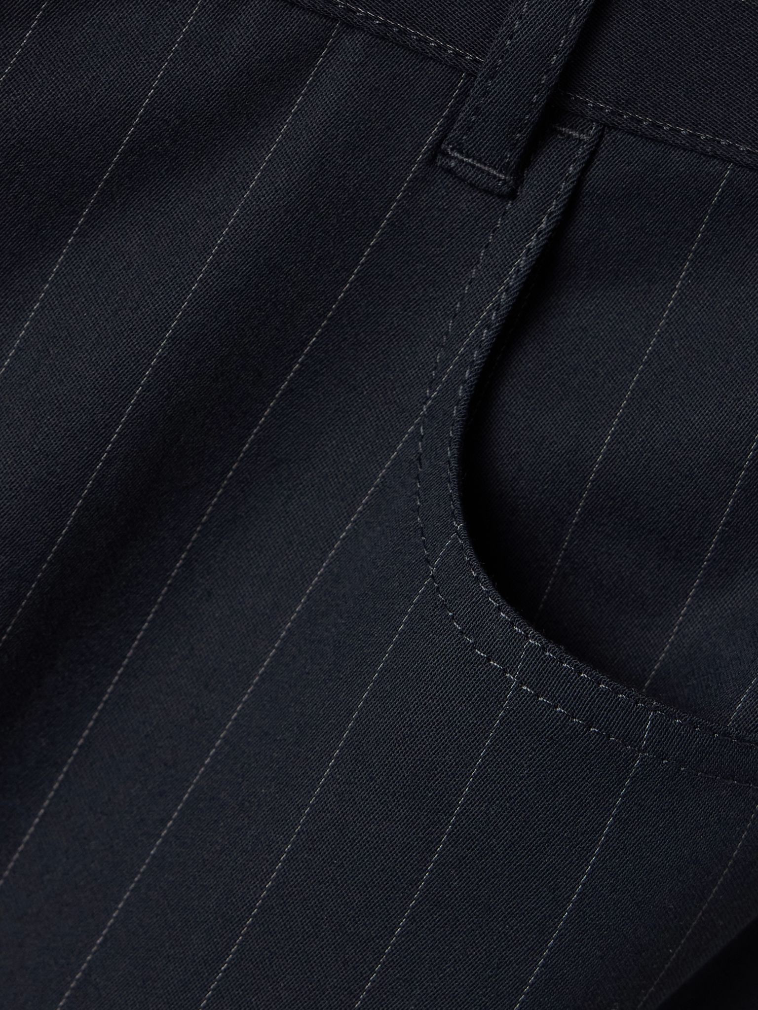 Pinstriped crepe straight-leg pants Navy - 5