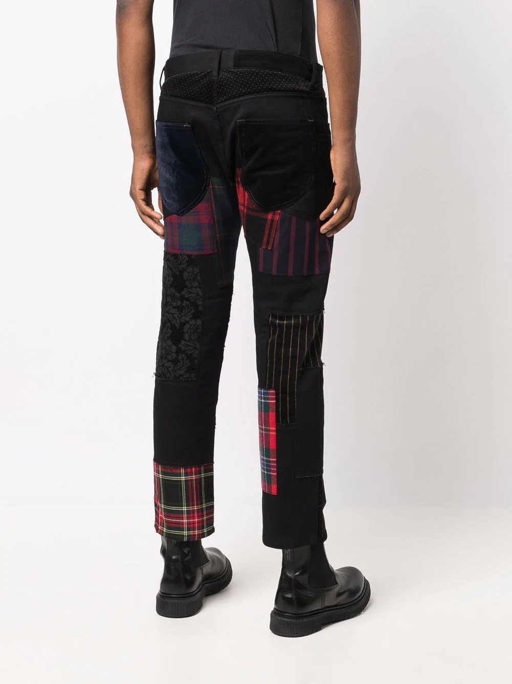 patchwork straight trousers - 4