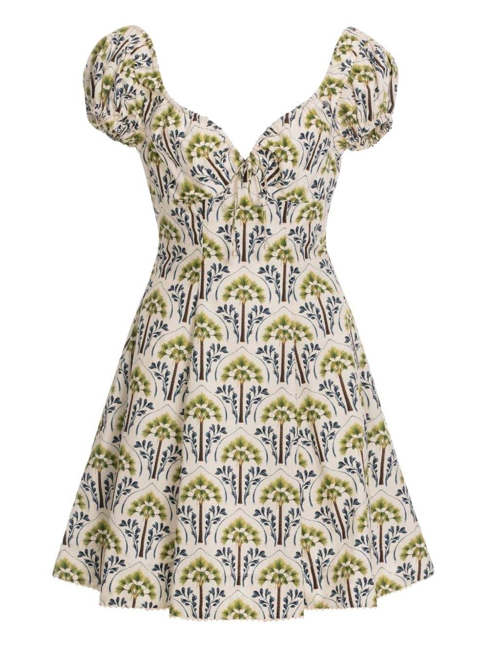 Mati Moriche puff-sleeve palm-tree print dress - 1