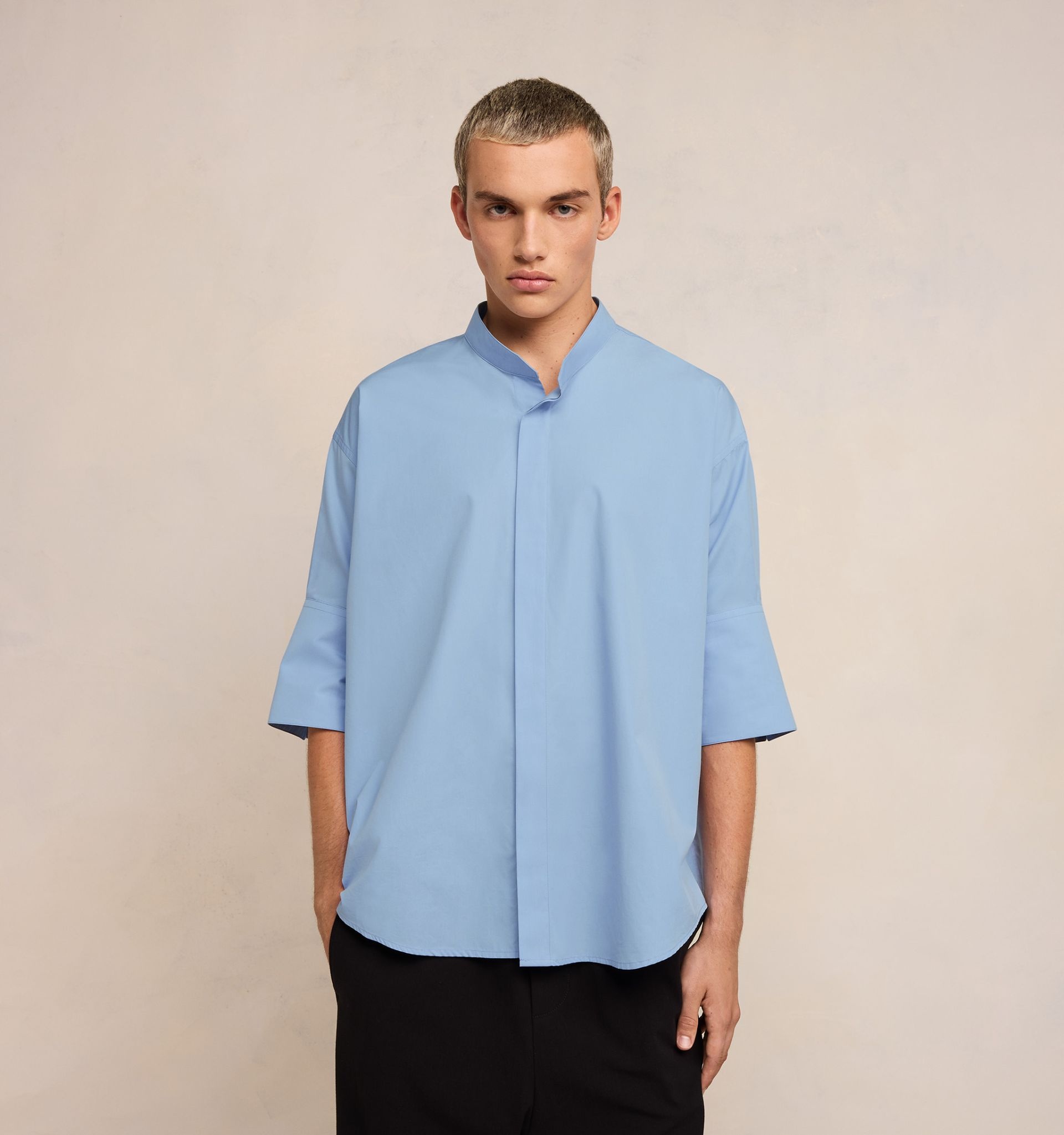 Oversize Shirt With Mao Collar - 6