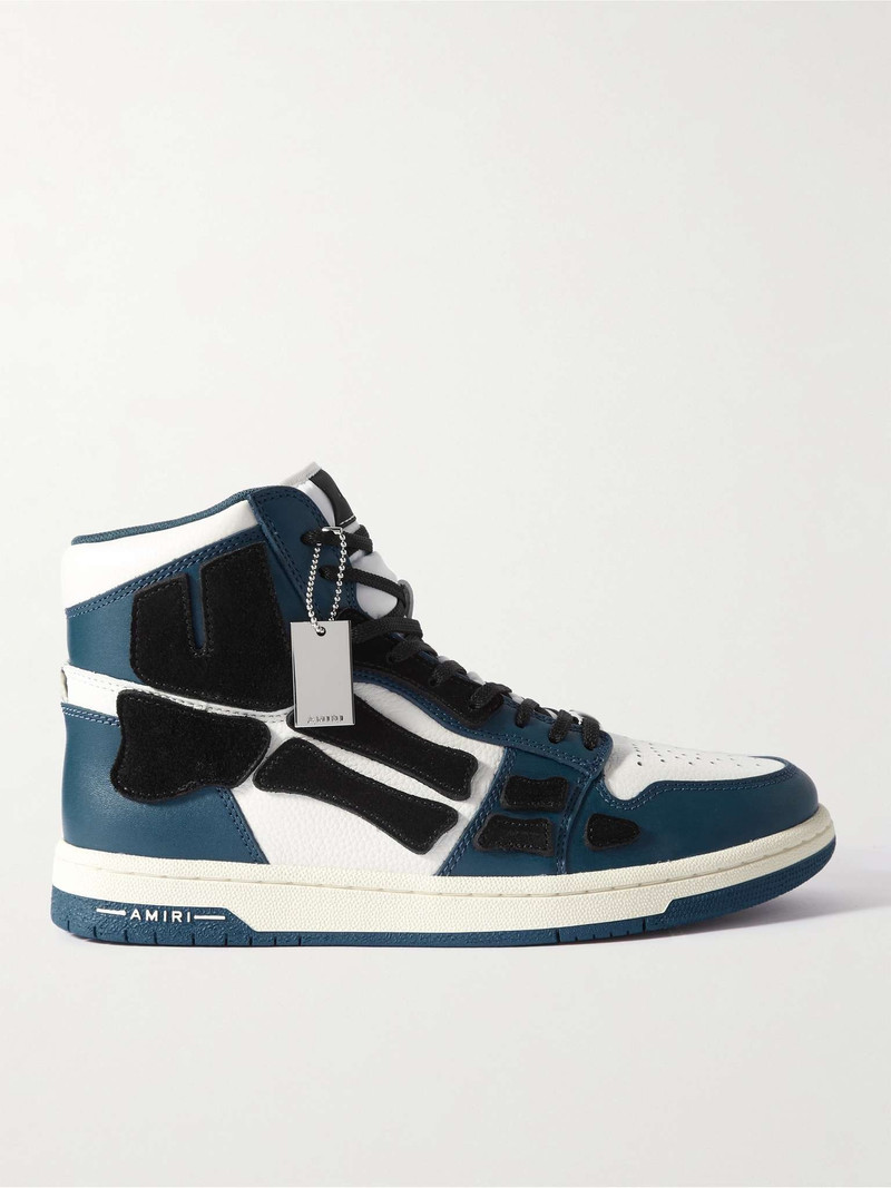 Skel-Top Colour-Block Leather and Nubuck High-Top Sneakers - 1