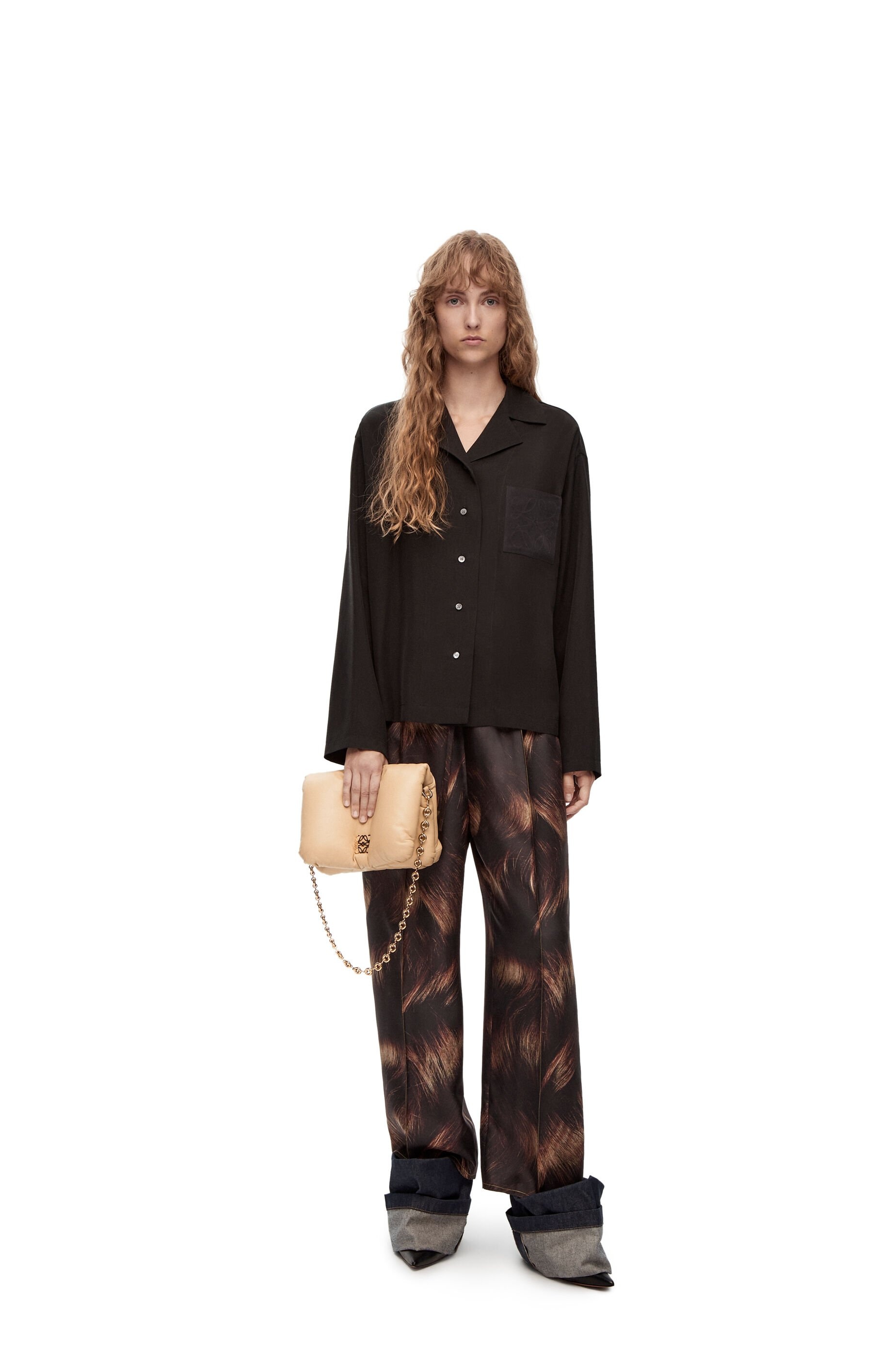 Hair print pyjama trousers in silk - 2