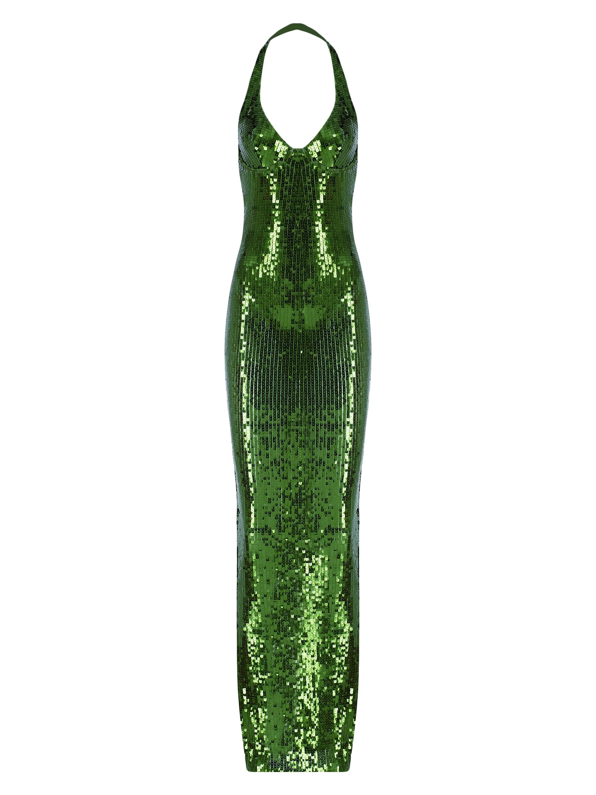 Women's Coralie Sequined Halter Body-Con Gown - Glamorama - 1