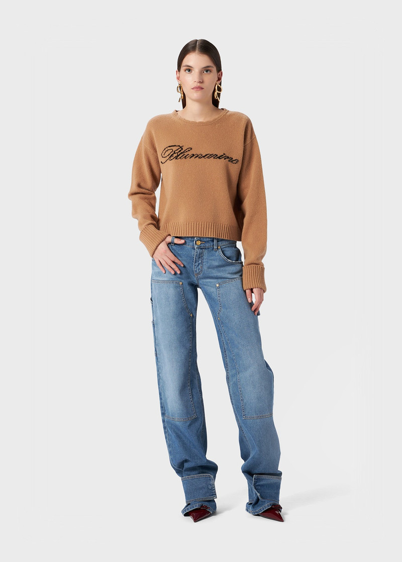 Blumarine SWEATER IN CASHMERE AND WOOL WITH INLAID LOGO outlook