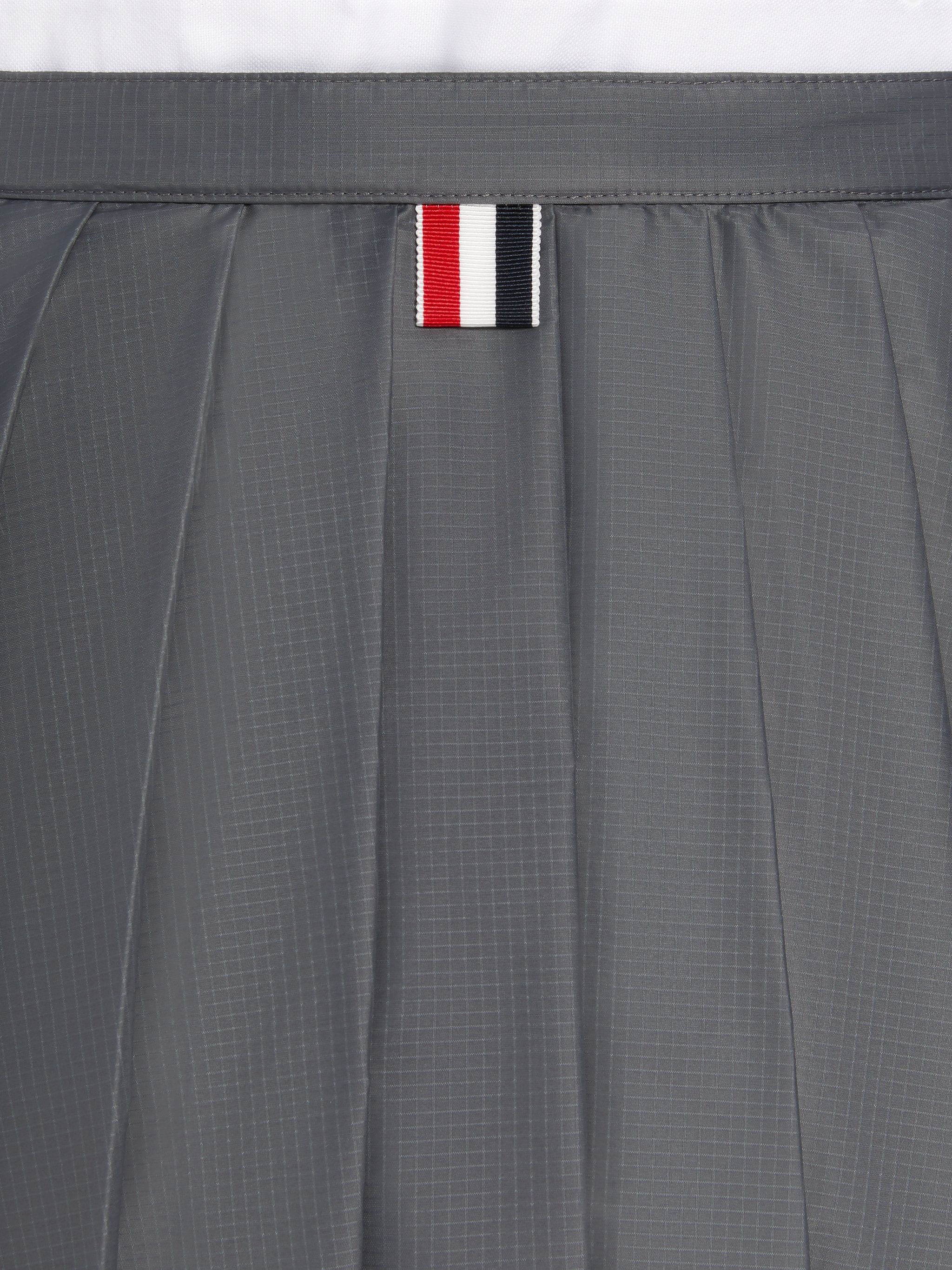 Silver Sheer Nylon Ripstop Below The Knee Pleated Wrap Skirt - 6
