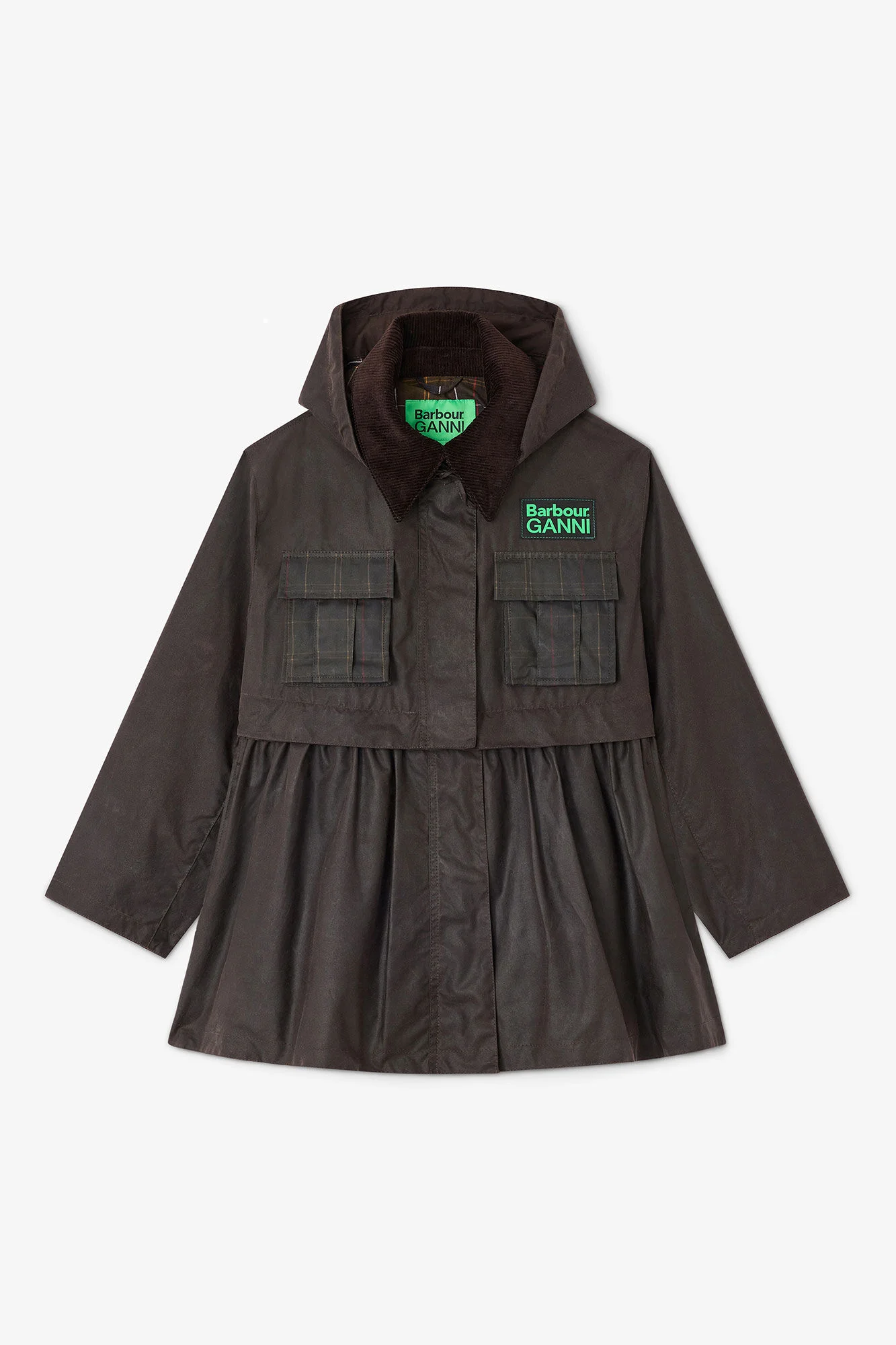 PEPLUM WAX JACKET IN GREEN - 1