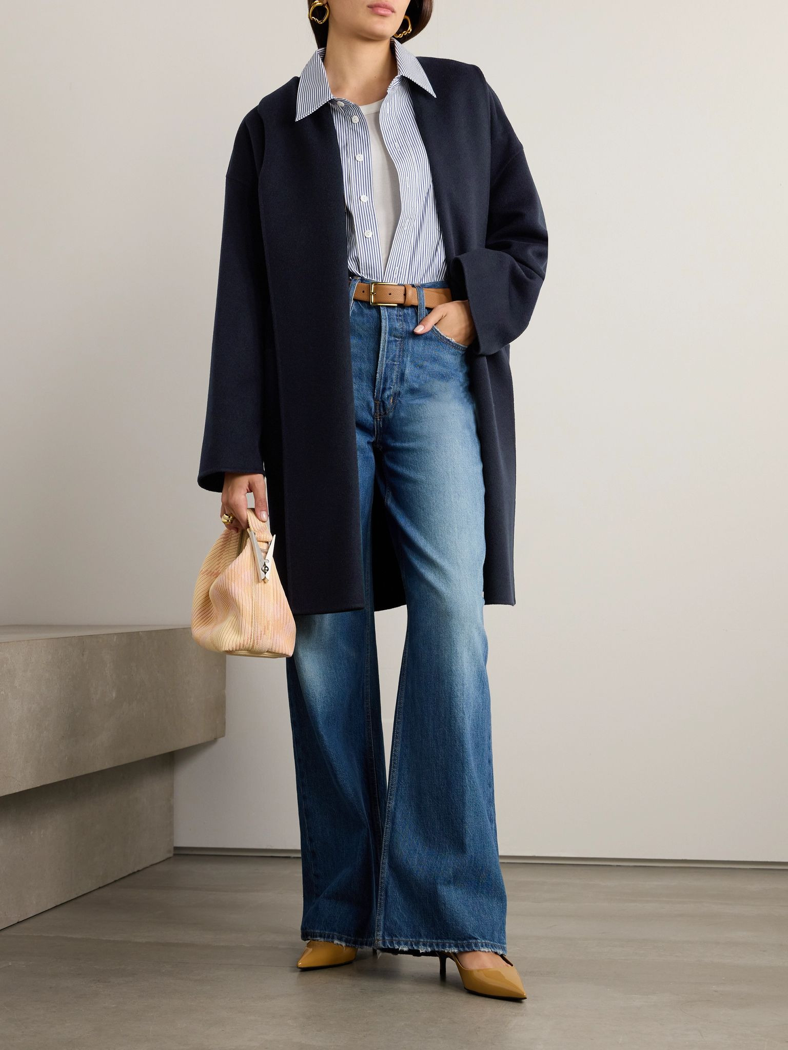 Jed belted cashmere coat Navy - 2