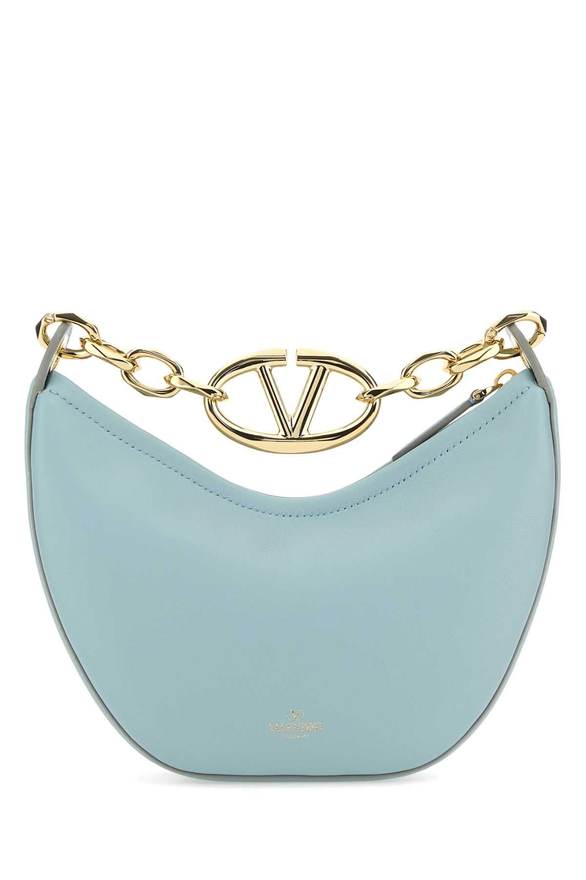 Valentino Garavani Women Light Blue Leather Mini Hobo Vlogo Moon Handbag - 3
