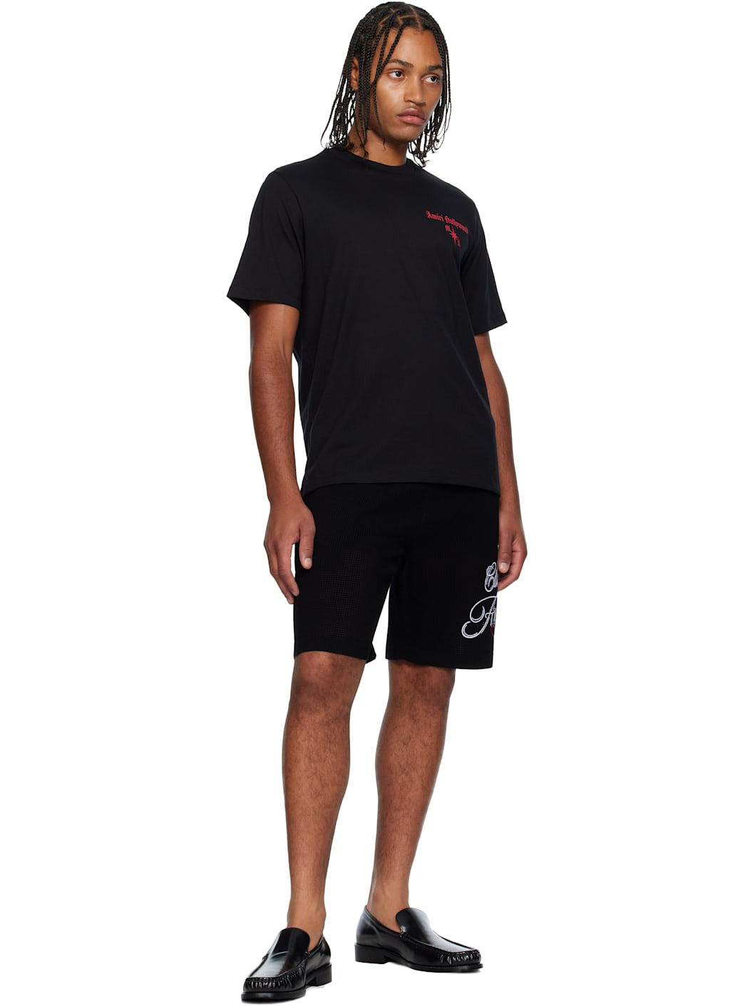 Black 'Club Amiri' Crochet Shorts - 4
