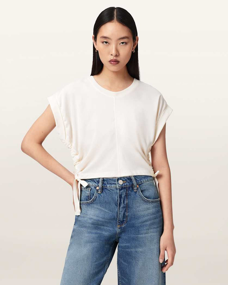 ALLSAINTS MIRA CROPPED SATIN DRAWCORD T-SHIRT outlook