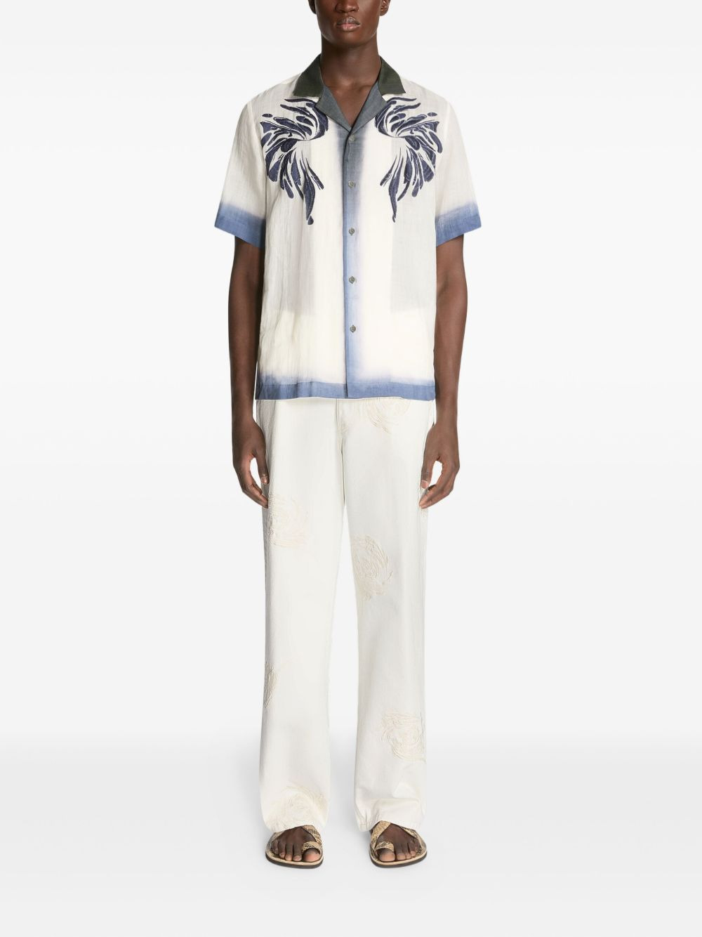 wing-embroidery short-sleeve shirt - 2