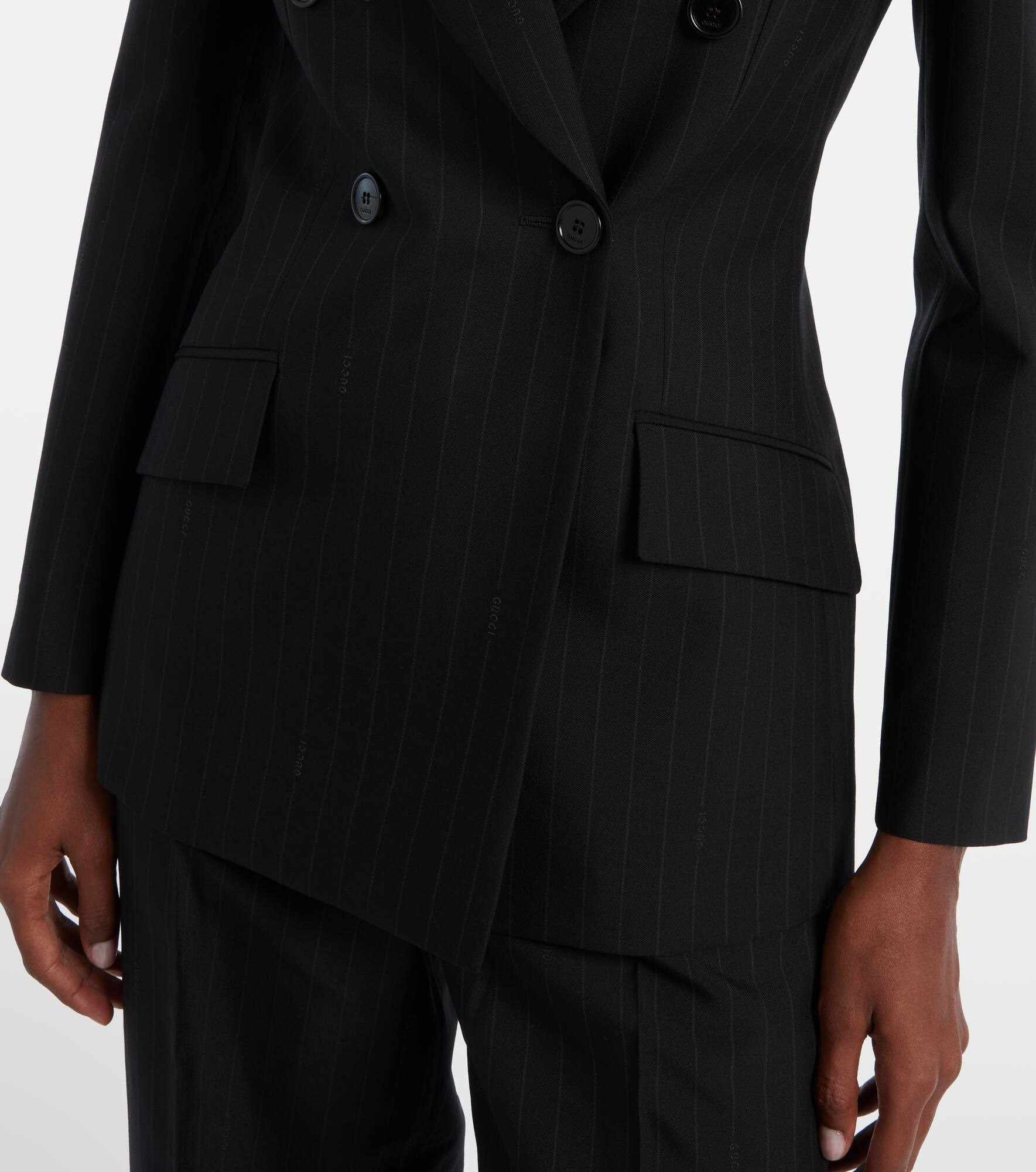 Pinstripe wool blazer - 5
