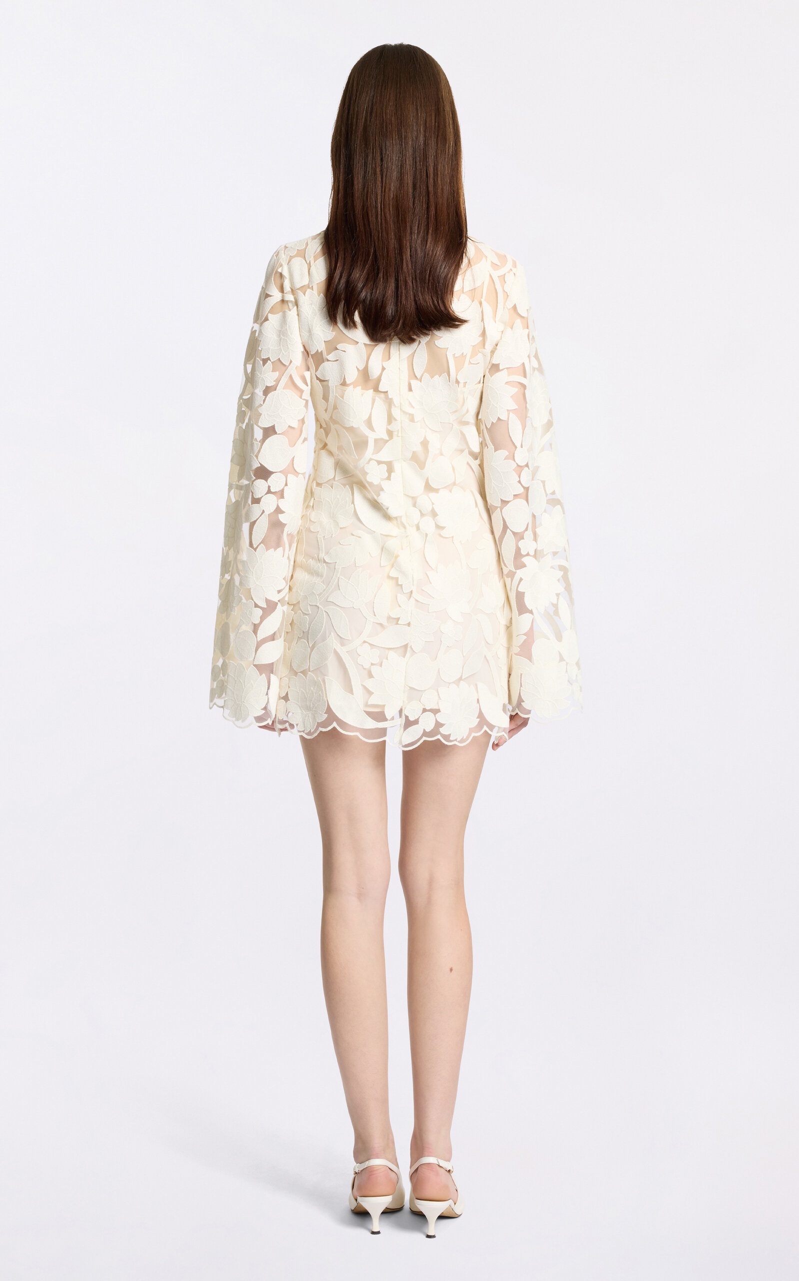 Embroidered Tulle Mini Dress off-white - 5