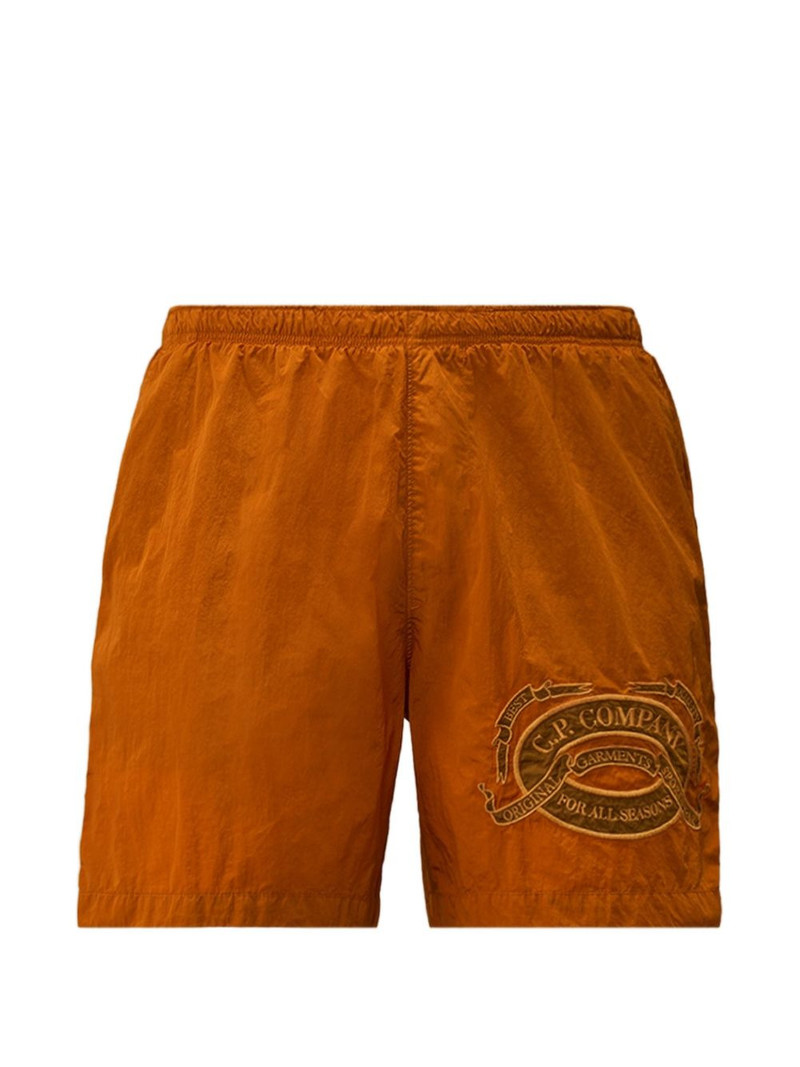 Eco-Chrome R logo-patch swim shorts 1