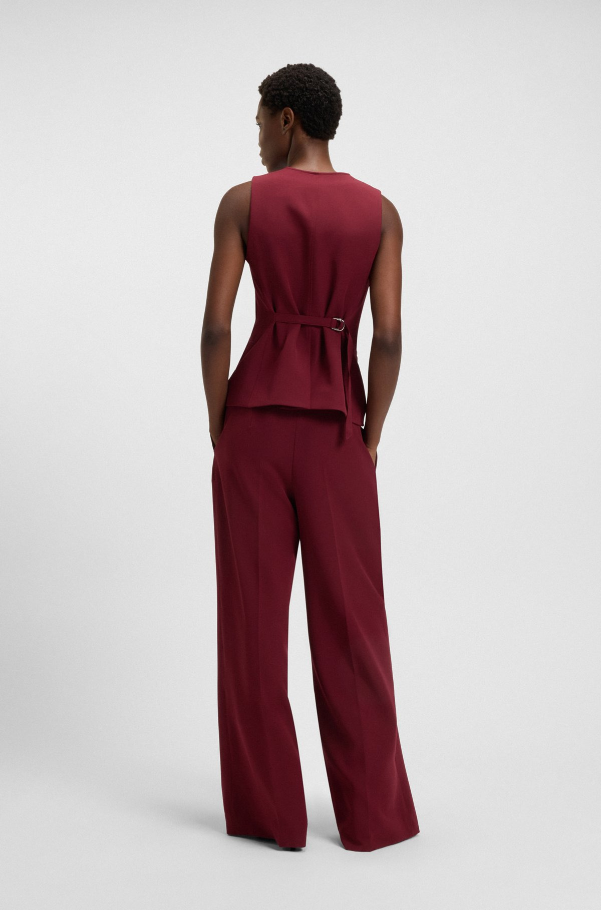 REGULAR-FIT WIDE-LEG PANTS IN STRETCH FABRIC - 4