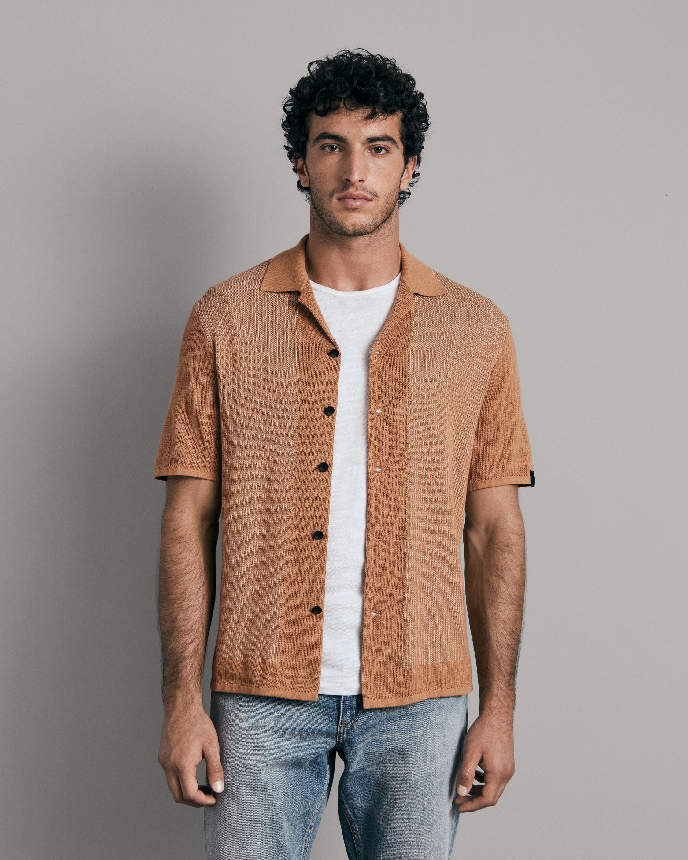 Harvey Cotton Knit Camp Shirt