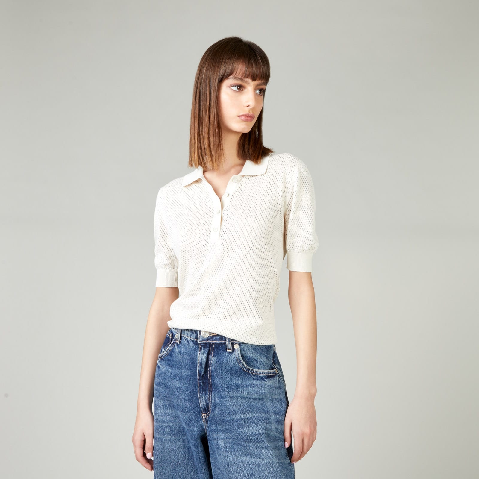 Honeycomb Polo Shirt Beige - 3