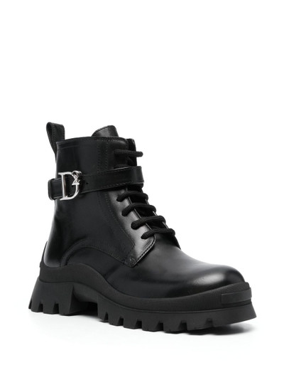 DSQUARED2 logo-buckle leather ankle boots outlook