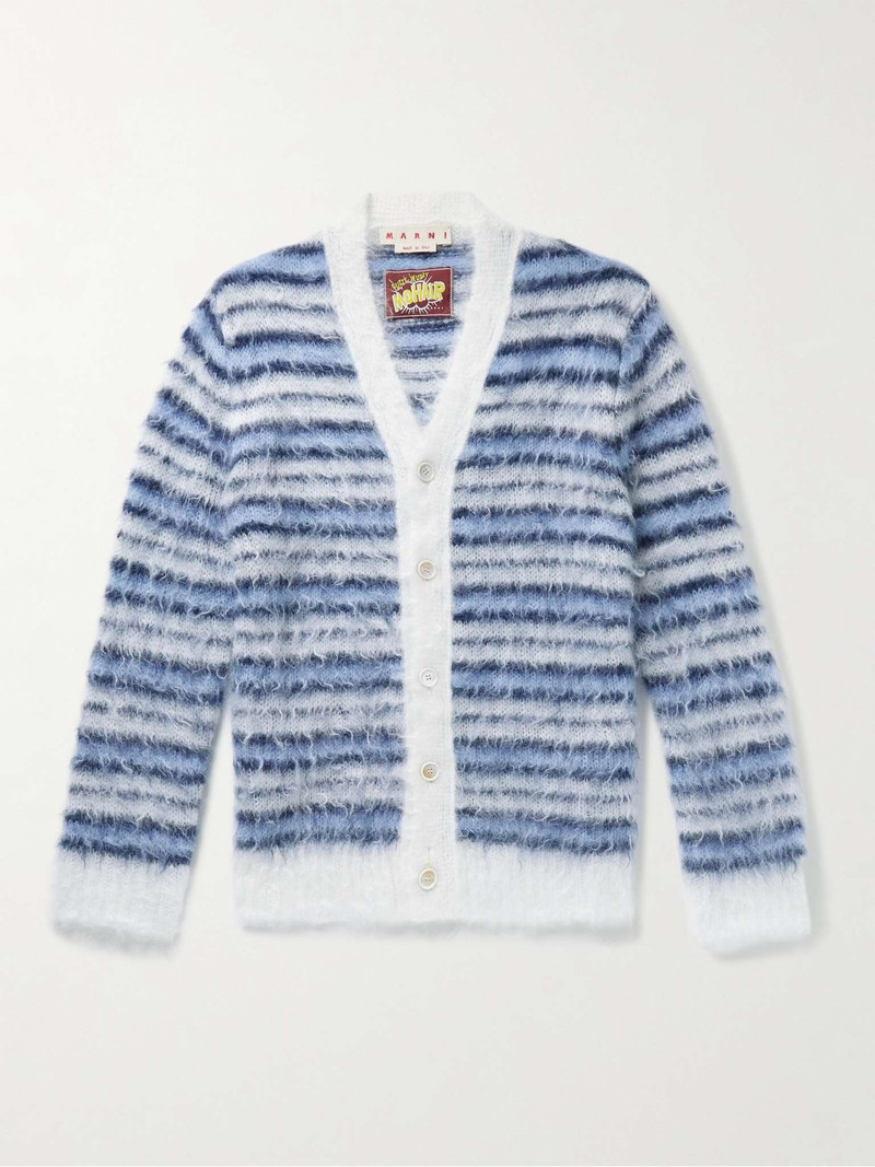 Striped Brushed Mohair-Blend Cardigan - 1