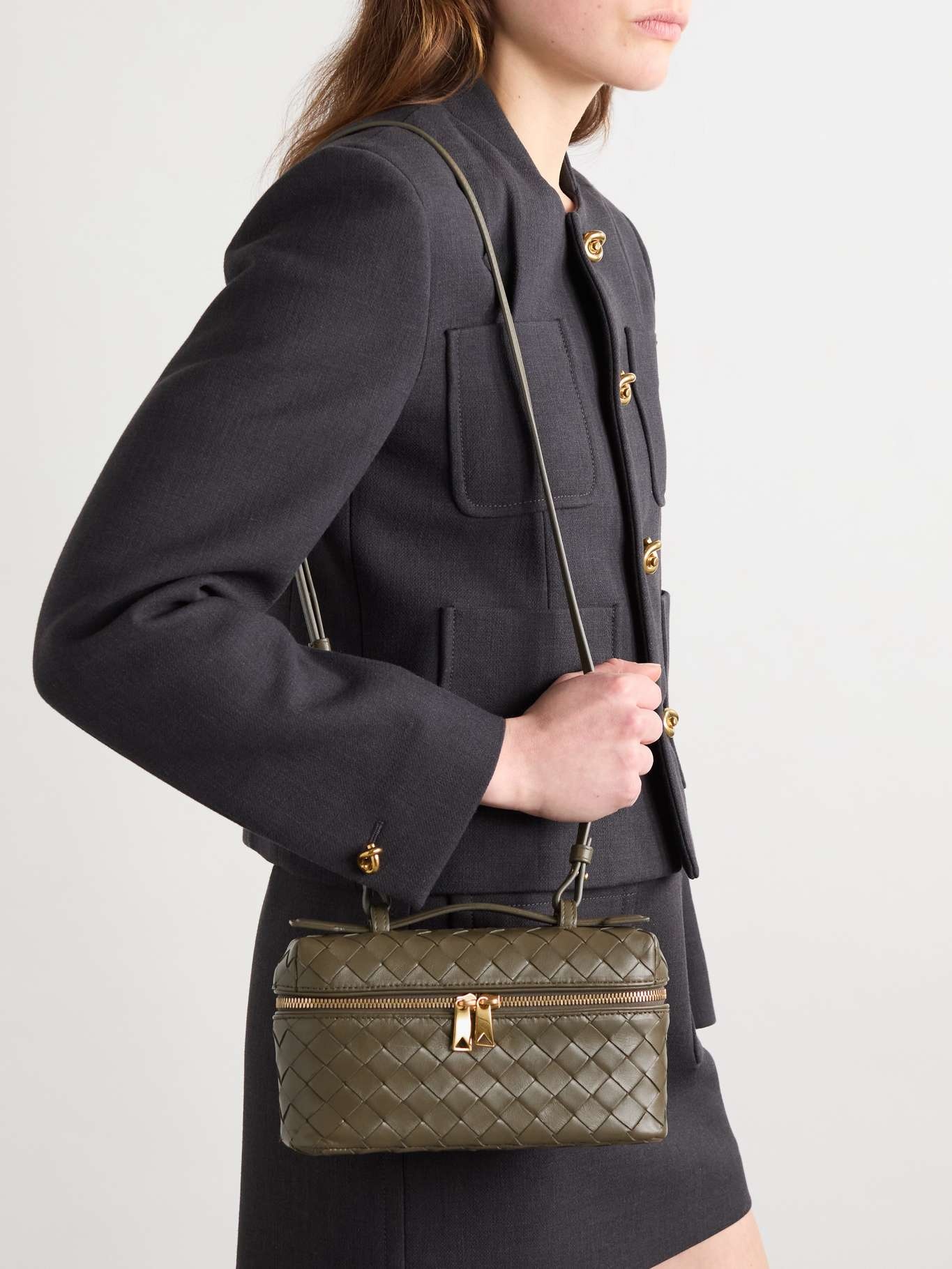 Bang Bang Vanity intrecciato leather tote Green - 6