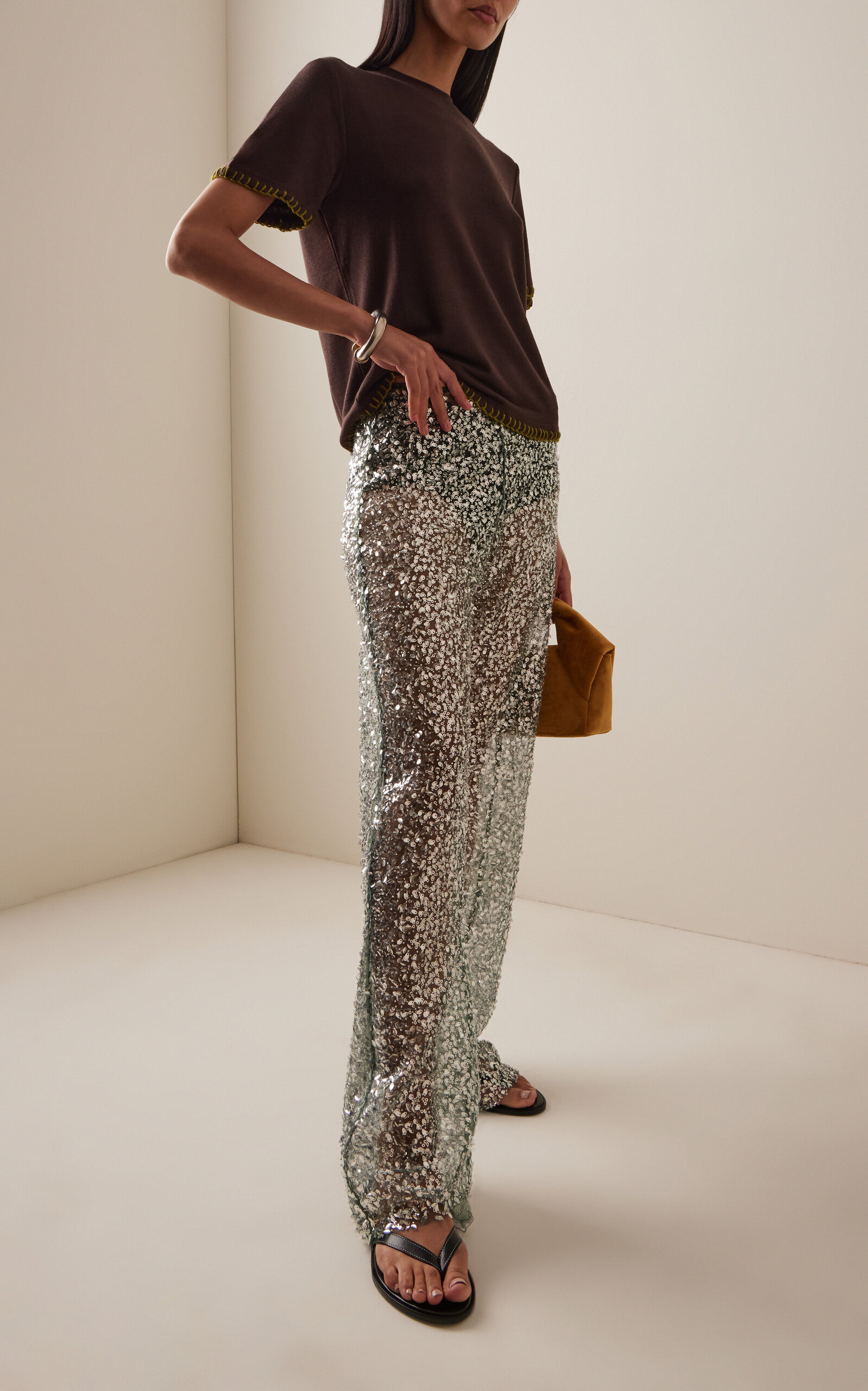 Alexium Sequined Wide-Leg Pants green - 2
