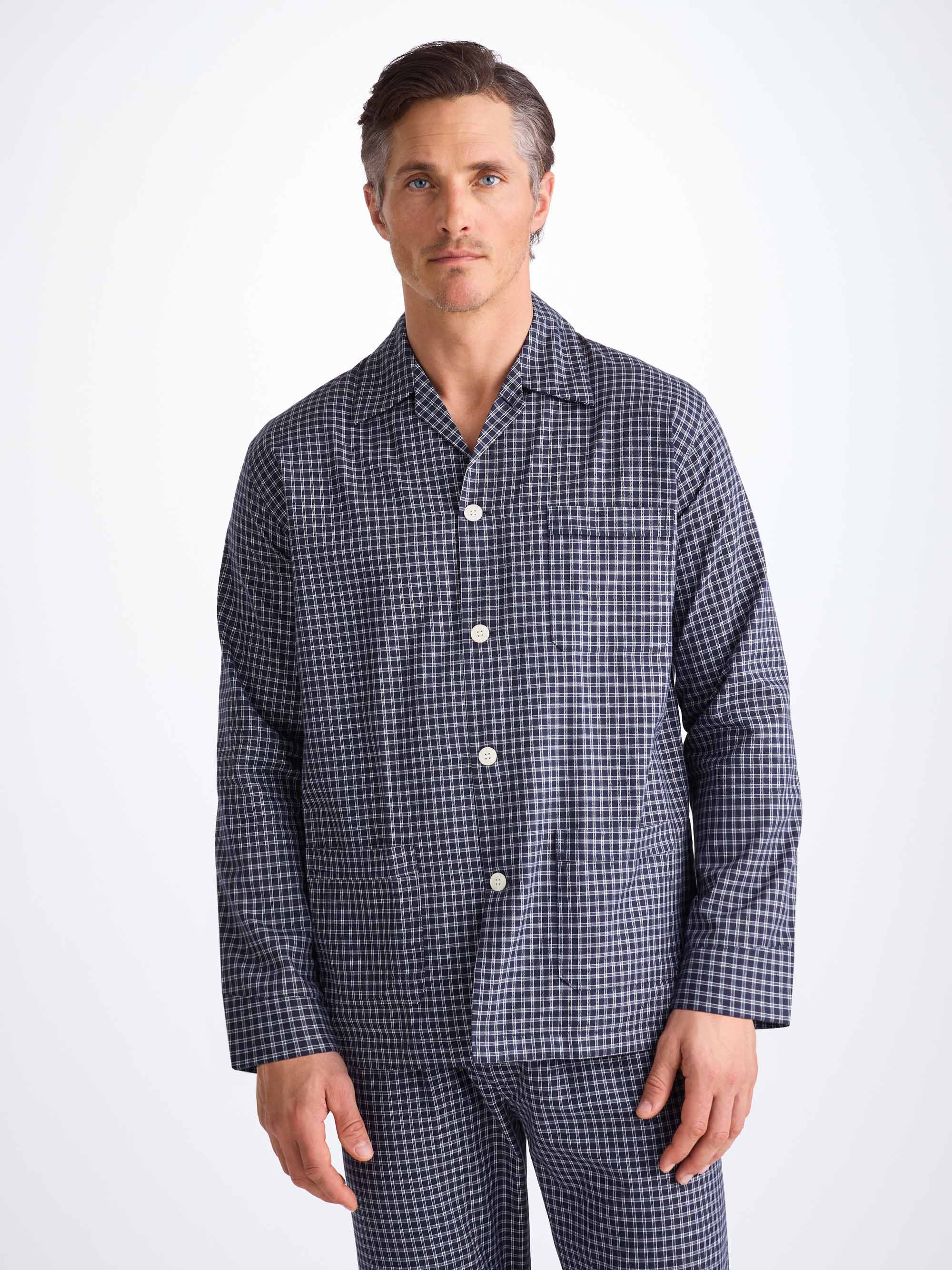 Men's Classic Fit Pyjamas Braemar 32 Brushed Cotton Navy - 5