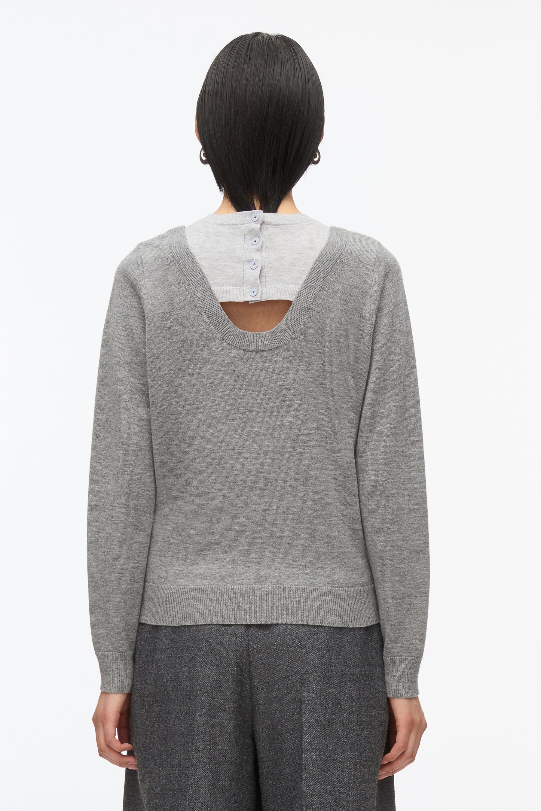 Layered Knit Pullover with Keyhole - 4