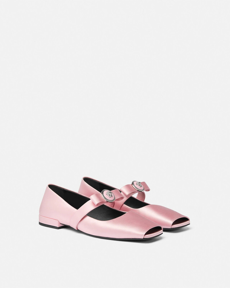 VERSACE Gianni Ribbon Open Satin Ballerinas outlook