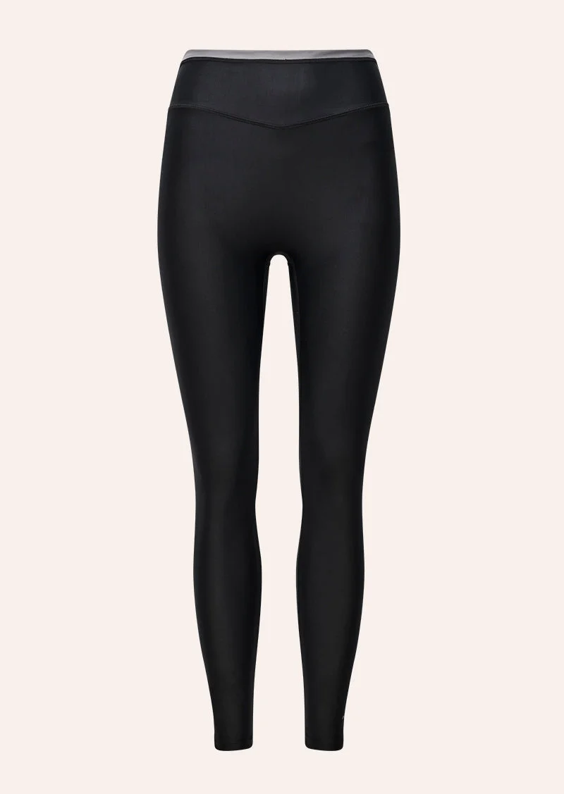 AFTERGLOW FULL LENGTH LEGGING IN BLACK & DARK SILVER SHINE - 1