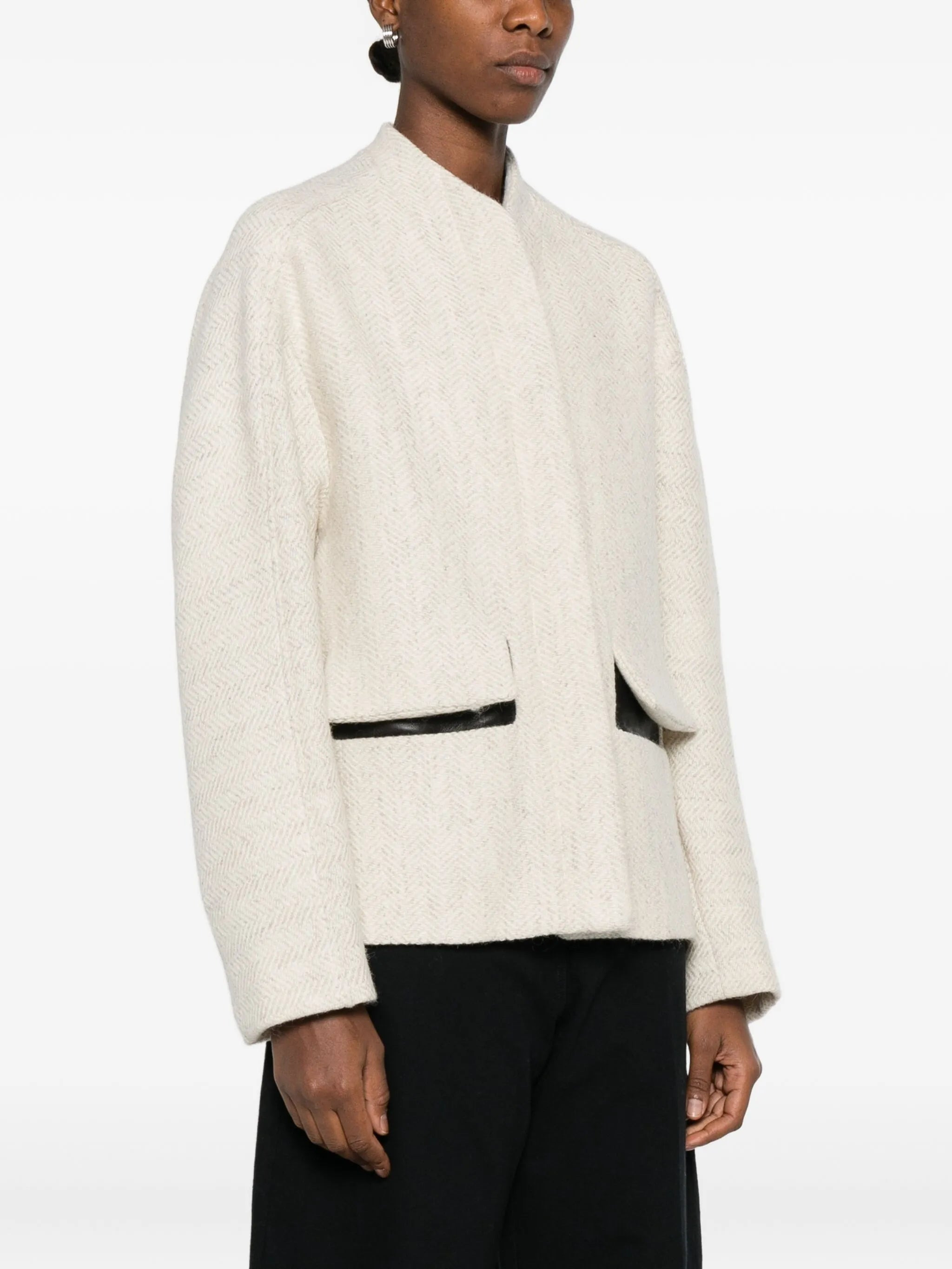 Mark Kenly Domino Tan Herringbone-pattern Pocket Jacket - 4